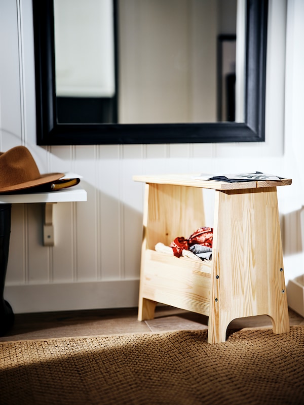 IKEA PERJOHAN stool with storage, pine, Ikea Ireland | 4503CFGQN