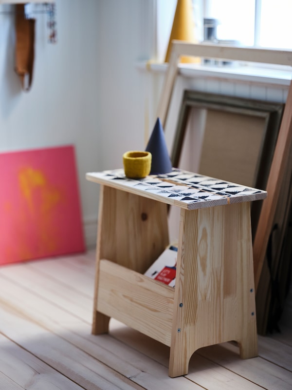IKEA PERJOHAN stool with storage, pine, Ikea Ireland | 4503CFGQN