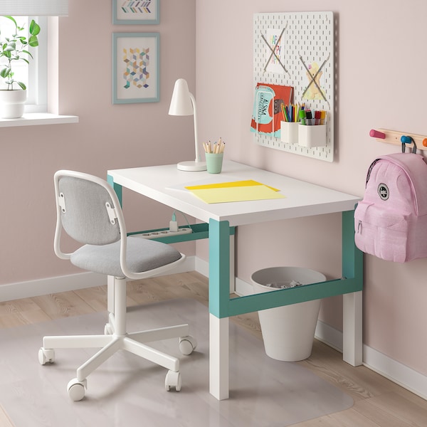 IKEA PÅHL desk, 37 3/4x22 7/8 in White / Turquoise, Ikea Ireland | 3912XPAWZ