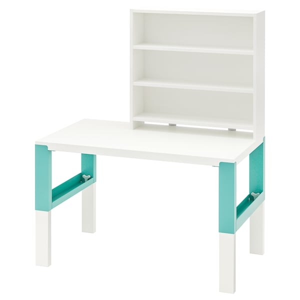 IKEA PÅHL desk with add-on unit, 37 3/4x22 7/8 in White / Turquoise, Ikea Ireland | 2647BMWVO