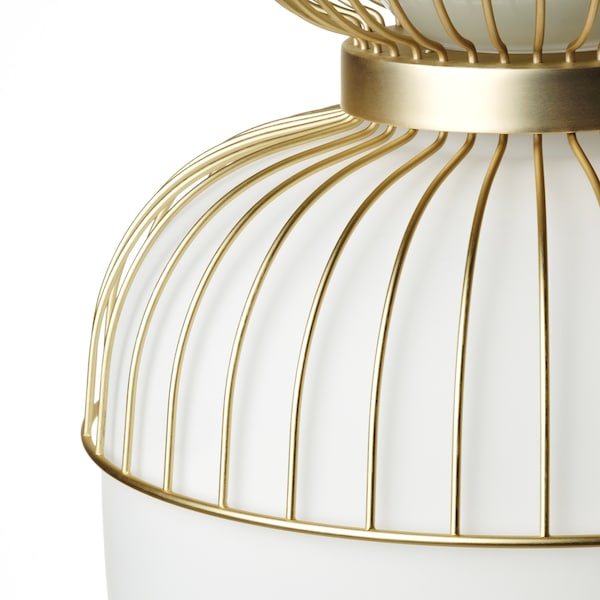 IKEA PILBLIXT pendant lamp, white/light green glass/gold effect metal, 13 in, Ikea Ireland | 9748HBZUQ
