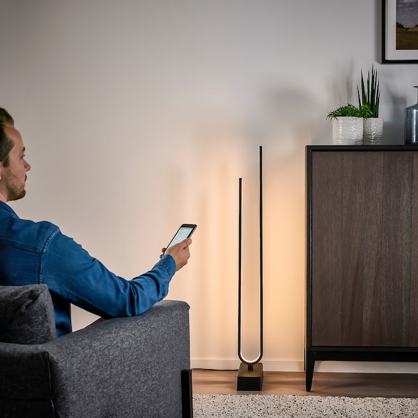 IKEA PILSKOTT LED floor lamp, smart black, Ikea Ireland | 3190ILQEK