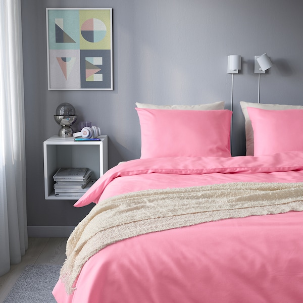 IKEA PILTANDVINGE duvet cover and pillowcase(s), King Light Pink, Ikea Ireland | 6357YINQL