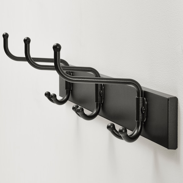 IKEA PINNIG Rack with 3 hooks, black, Ikea Ireland | 0194WMUGB