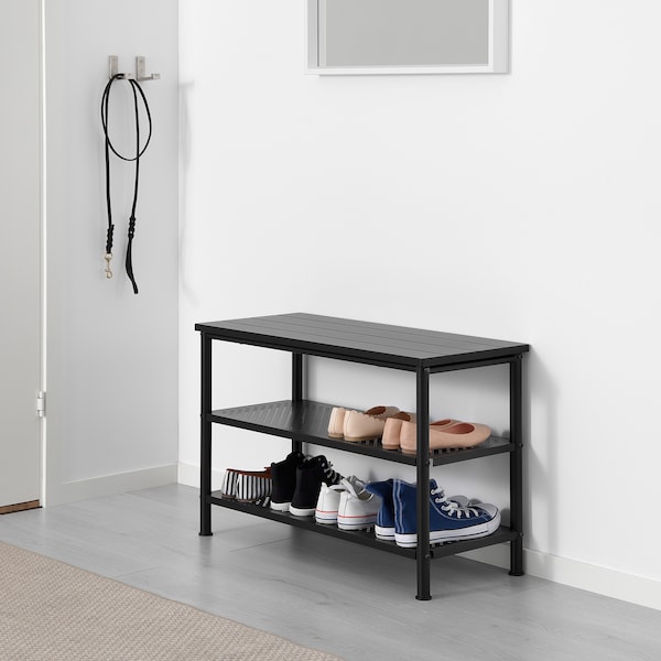 IKEA PINNIG bench with shoe storage, black, 31 1/8x13 3/4x20 1/2 in, Ikea Ireland | 8914FYGRC