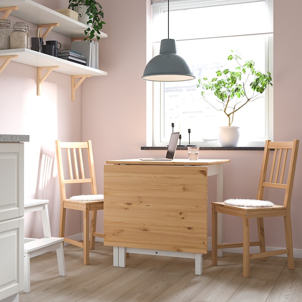 IKEA PINNTORP / PINNTORP table and 2 chairs, 26 3/8/48 7/8 in Light Brown Stained White Stained / Light Brown Stained, Ikea Ireland | 2387CKPTW