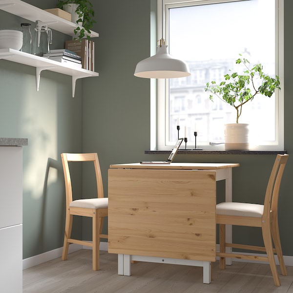IKEA PINNTORP gateleg table, light brown stained/white stained, 26 3/8/48 7/8x29 1/2 in, Ikea Ireland | 5923BVJLT