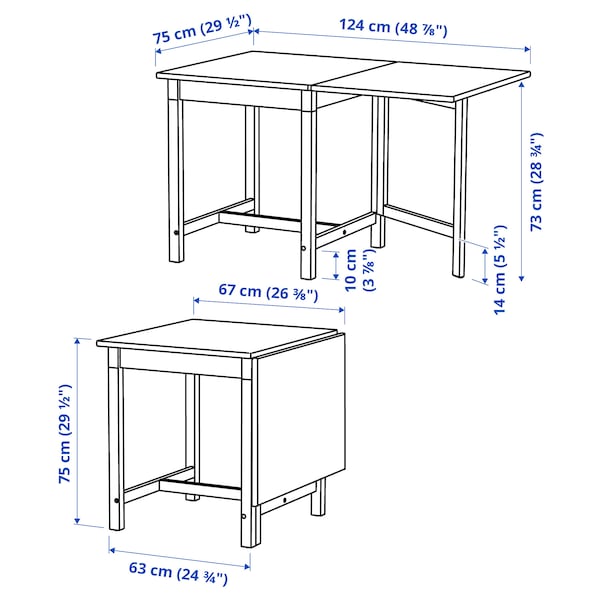 IKEA PINNTORP gateleg table, light brown stained/white stained, 26 3/8/48 7/8x29 1/2 in, Ikea Ireland | 5923BVJLT