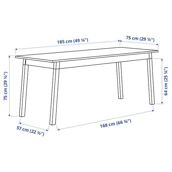 IKEA PINNTORP table, light brown stained/white stained, 72 7/8x29 1/2 in, Ikea Ireland | 6097CBQER