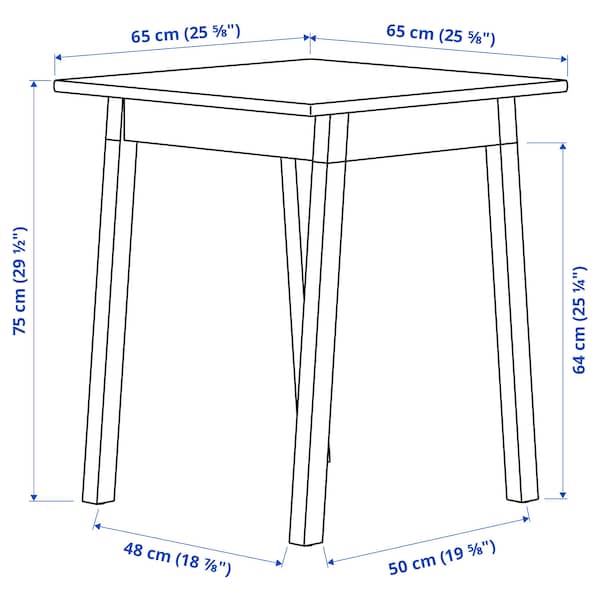 IKEA PINNTORP table, light brown stained/white stained, 25 5/8x25 5/8 in, Ikea Ireland | 3681QJEFX