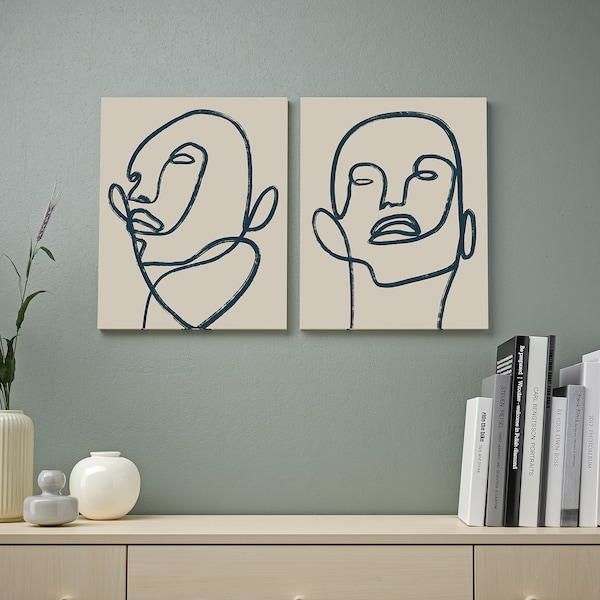 IKEA PJÄTTERYD picture, 15 ¾x19 ¾ in, 2 pack Linear Portraits, Ikea Ireland | 7398GNOUV