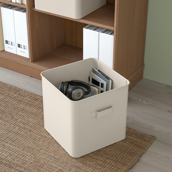 IKEA PLOGFÅRA storage box, light beige, 13 ¾x13x12 ½ in, Ikea Ireland | 5064XBHOS