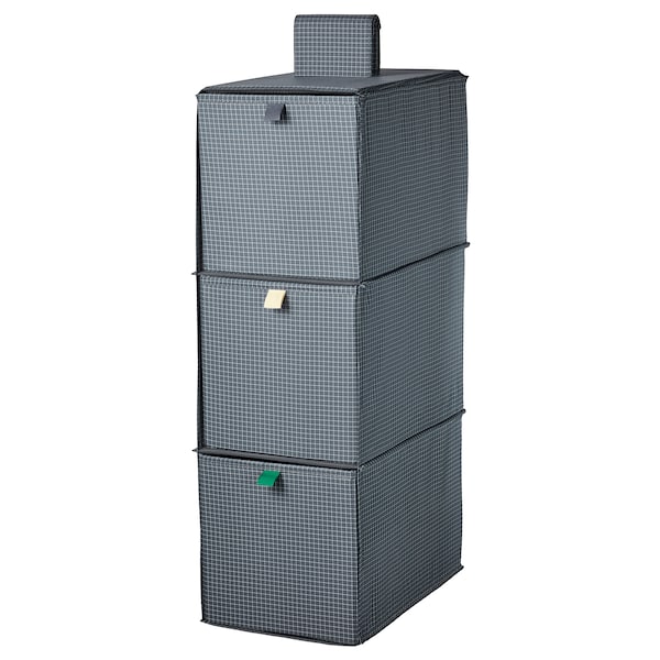 IKEA PLUGGLAND hanging storage/3 compartments, check pattern/black, 8 ¾x11 ¾x24 ½ in, Ikea Ireland | 1237XPWCV