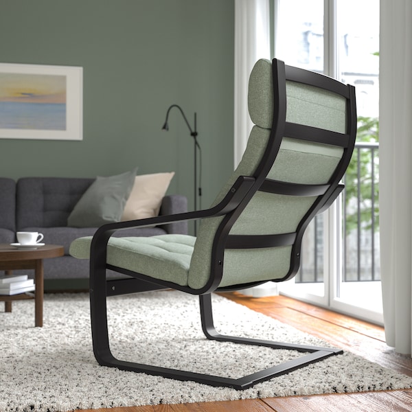 IKEA POÄNG armchair Black / Brown / Gunnared Light Green, Ikea Ireland | 5687FCEVD