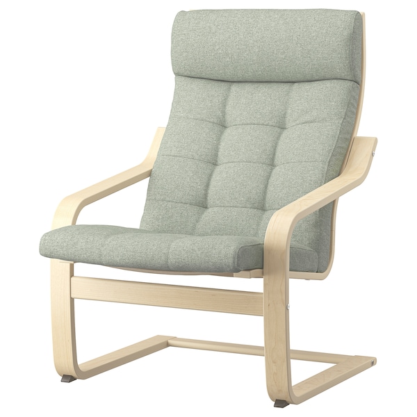 IKEA POÄNG armchair and ottoman Birch Veneer / Gunnared Light Green, Ikea Ireland | 1639TUCNS