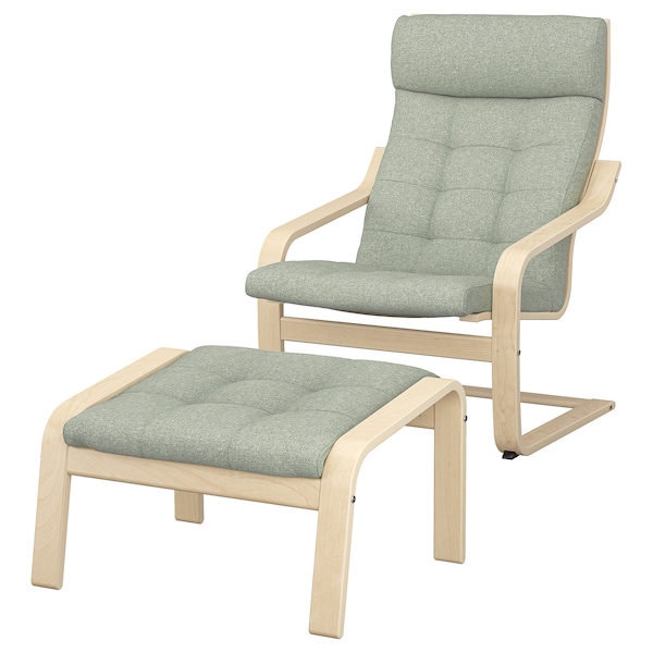 IKEA POÄNG armchair and ottoman Birch Veneer / Gunnared Light Green, Ikea Ireland | 1639TUCNS
