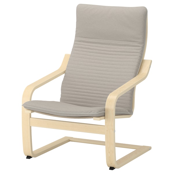 IKEA POÄNG armchair and ottoman Birch Veneer / Knisa Light Beige, Ikea Ireland | 5123BLCDY