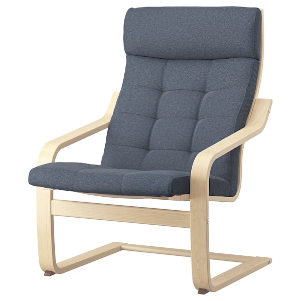 IKEA POÄNG armchair and ottoman Birch Veneer / Gunnared Blue, Ikea Ireland | 3271YFTCN