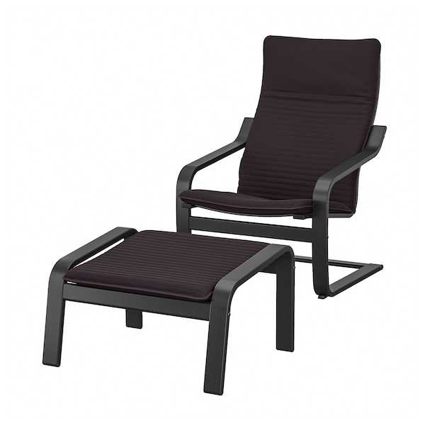 IKEA POÄNG armchair and ottoman Black / Brown / Knisa Black, Ikea Ireland | 9012DYBQO