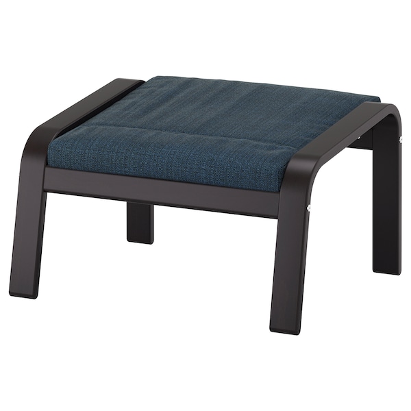 IKEA POÄNG armchair and ottoman Black / Brown / Hillared Dark Blue, Ikea Ireland | 4826KHPES