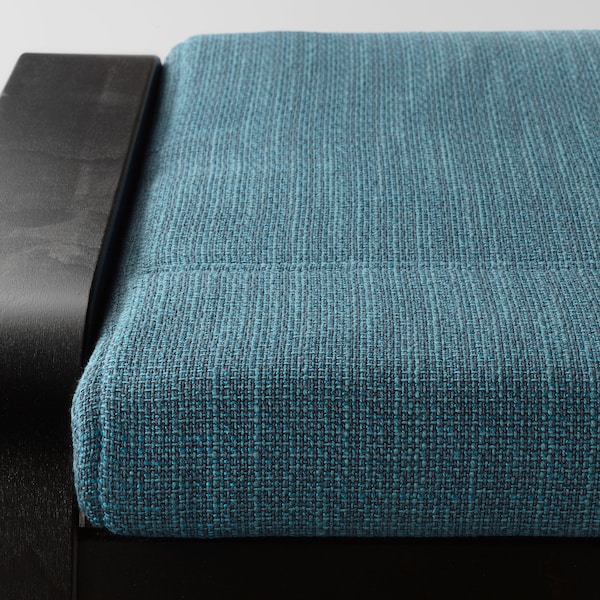 IKEA POÄNG armchair and ottoman Black / Brown / Hillared Dark Blue, Ikea Ireland | 4826KHPES