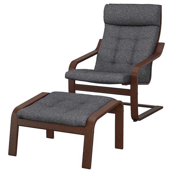 IKEA POÄNG armchair and ottoman Brown / Gunnared Dark Gray, Ikea Ireland | 0576KMNUA