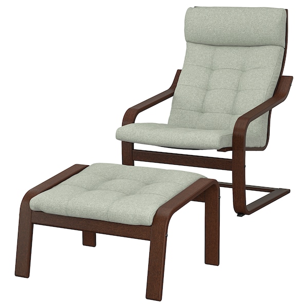 IKEA POÄNG armchair and ottoman Brown / Gunnared Light Green, Ikea Ireland | 2843TSCQP