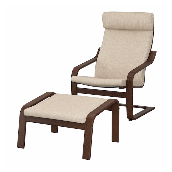 IKEA POÄNG armchair and ottoman Brown / Hillared Beige, Ikea Ireland | 5760PXICS