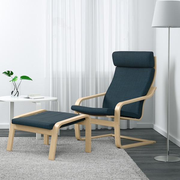 IKEA POÄNG ottoman Birch Veneer / Hillared Dark Blue, Ikea Ireland | 9475SKXMR