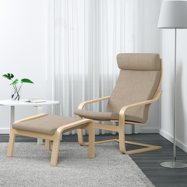 IKEA POÄNG ottoman Birch Veneer / Hillared Beige, Ikea Ireland | 7096POAGY