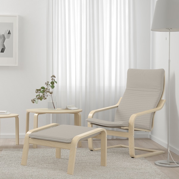 IKEA POÄNG ottoman Birch Veneer / Knisa Light Beige, Ikea Ireland | 1490GRTDF