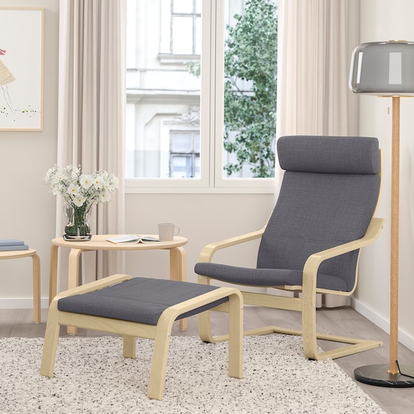 IKEA POÄNG ottoman Birch Veneer / Skiftebo Dark Gray, Ikea Ireland | 7864SDJKO