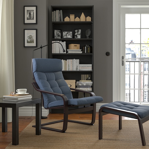 IKEA POÄNG ottoman Black / Brown / Gunnared Blue, Ikea Ireland | 8123FSKJQ