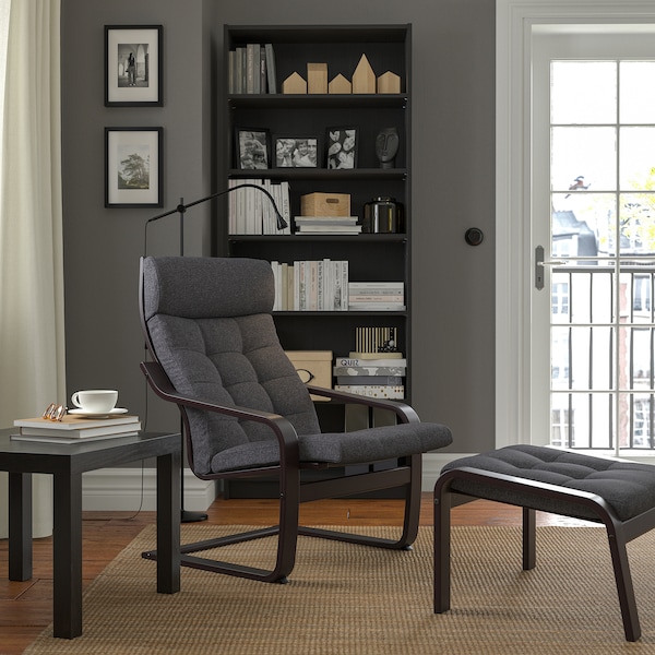 IKEA POÄNG ottoman Black / Brown / Gunnared Dark Gray, Ikea Ireland | 8076MYISC