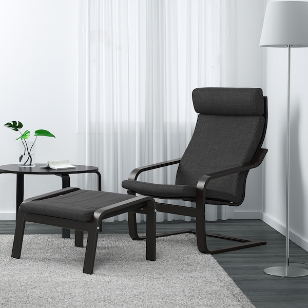 IKEA POÄNG ottoman Black / Brown / Hillared Anthracite, Ikea Ireland | 9231TMUGJ