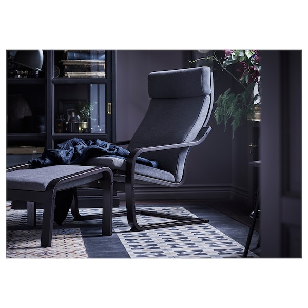 IKEA POÄNG ottoman Black / Brown / Hillared Anthracite, Ikea Ireland | 9231TMUGJ