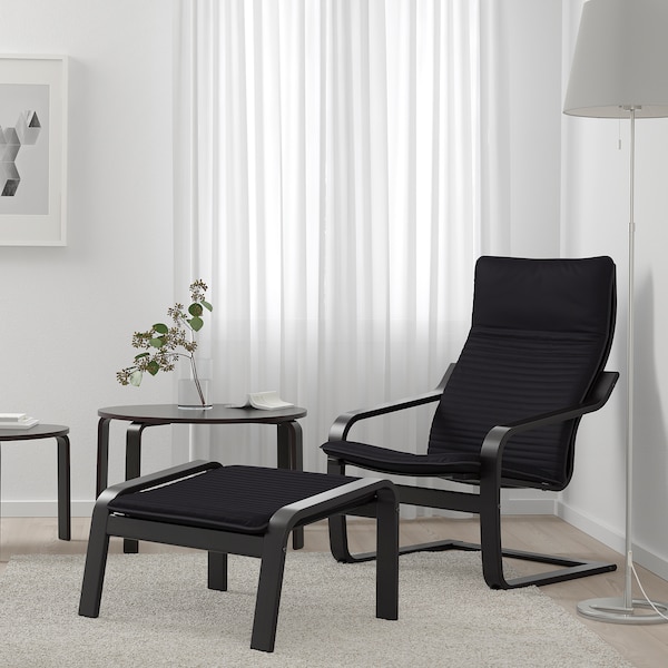 IKEA POÄNG ottoman Black / Brown / Knisa Black, Ikea Ireland | 9483FYRKZ