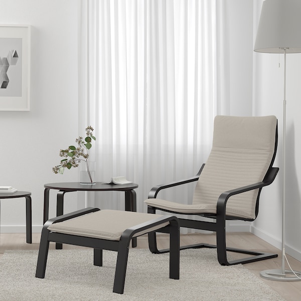IKEA POÄNG ottoman Black / Brown / Knisa Light Beige, Ikea Ireland | 0537OWLFQ
