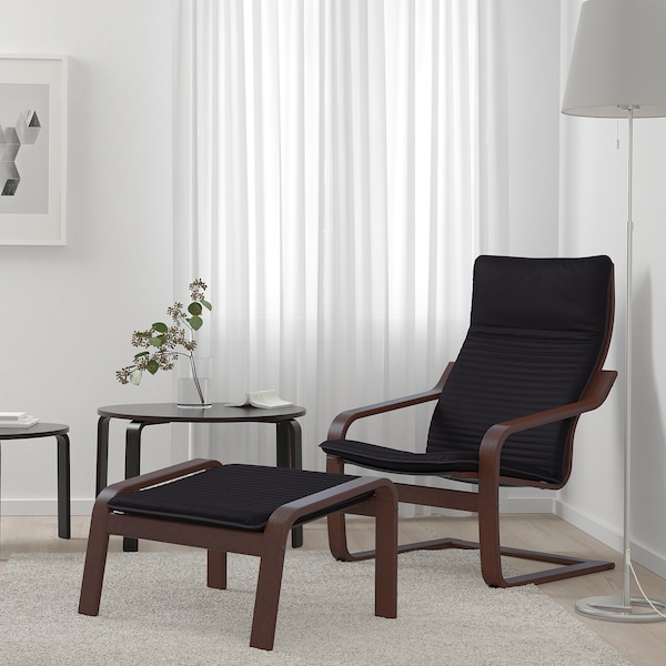 IKEA POÄNG ottoman Brown / Knisa Black, Ikea Ireland | 4507MESBV