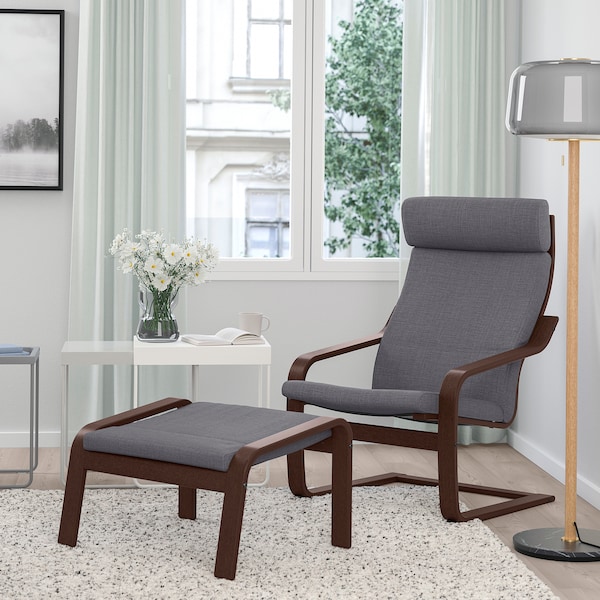 IKEA POÄNG ottoman Brown / Skiftebo Dark Gray, Ikea Ireland | 5728QCPBE