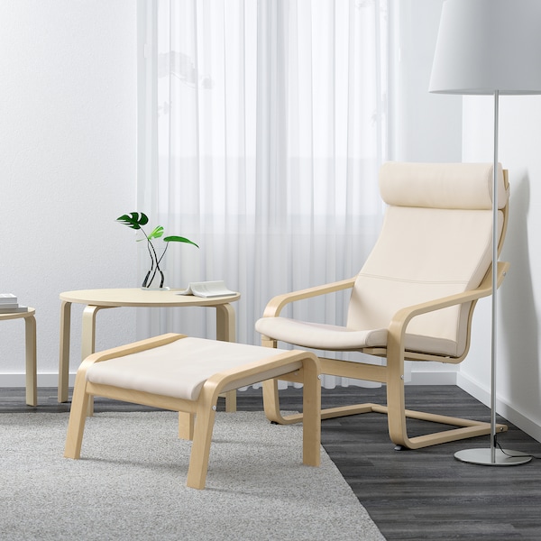 IKEA POÄNG ottoman, birch veneer/Glose off-white Birch Veneer / Glose Off White, Ikea Ireland | 6749YDSIP
