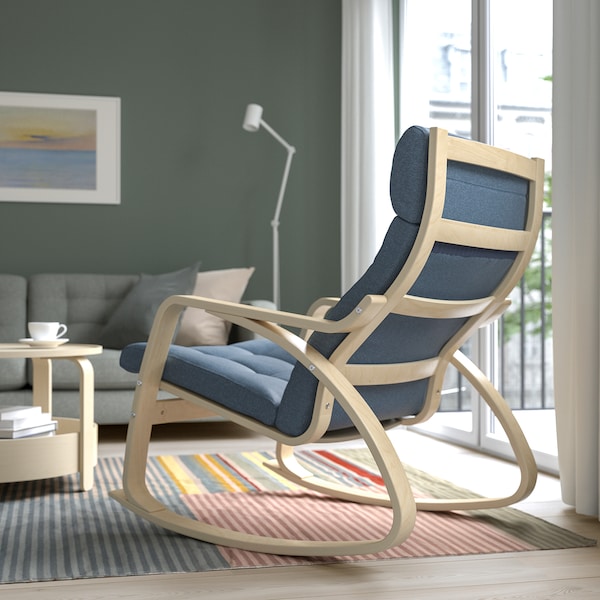 IKEA POÄNG rocking chair Birch Veneer / Gunnared Blue, Ikea Ireland | 7842ZWENJ