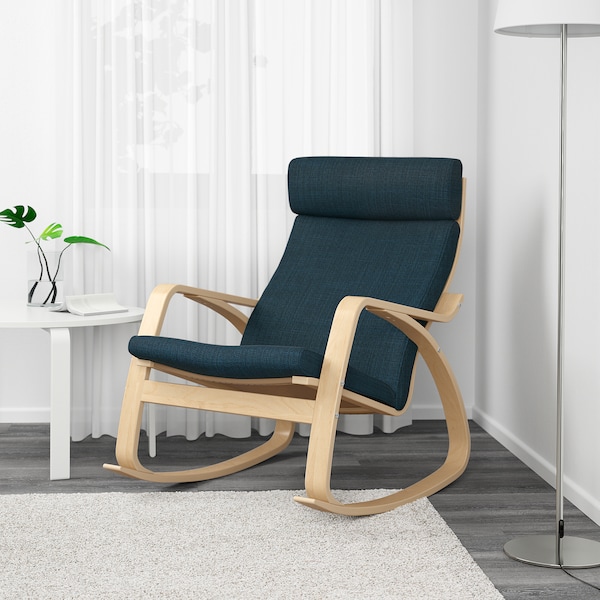 IKEA POÄNG rocking chair Birch Veneer / Hillared Dark Blue, Ikea Ireland | 2607KJOGN