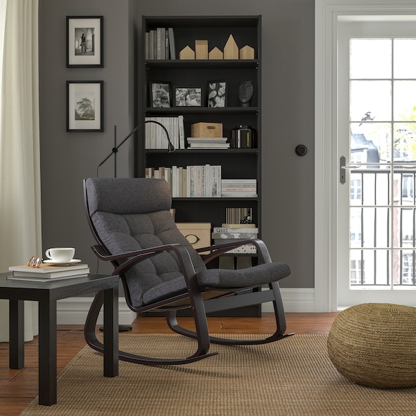 IKEA POÄNG rocking chair Black / Brown / Gunnared Dark Gray, Ikea Ireland | 8157ZDIWP