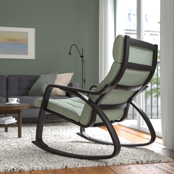 IKEA POÄNG rocking chair Black / Brown / Gunnared Light Green, Ikea Ireland | 3986TYPXU