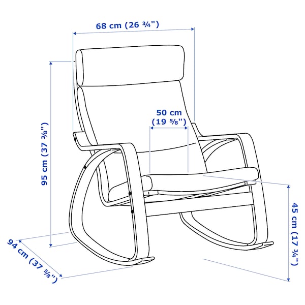 IKEA POÄNG rocking chair Black / Brown / Hillared Dark Blue, Ikea Ireland | 7624FOJQP