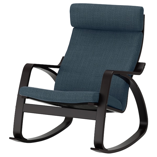 IKEA POÄNG rocking chair Black / Brown / Hillared Dark Blue, Ikea Ireland | 7624FOJQP