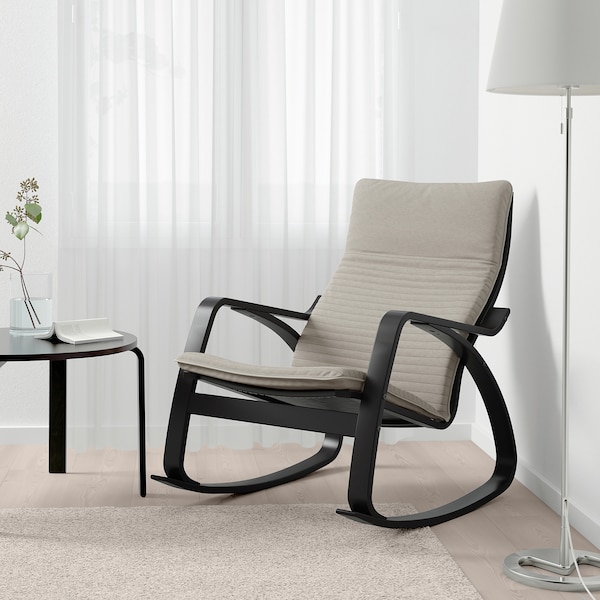 IKEA POÄNG rocking chair Black / Brown / Knisa Light Beige, Ikea Ireland | 0837VNGWA