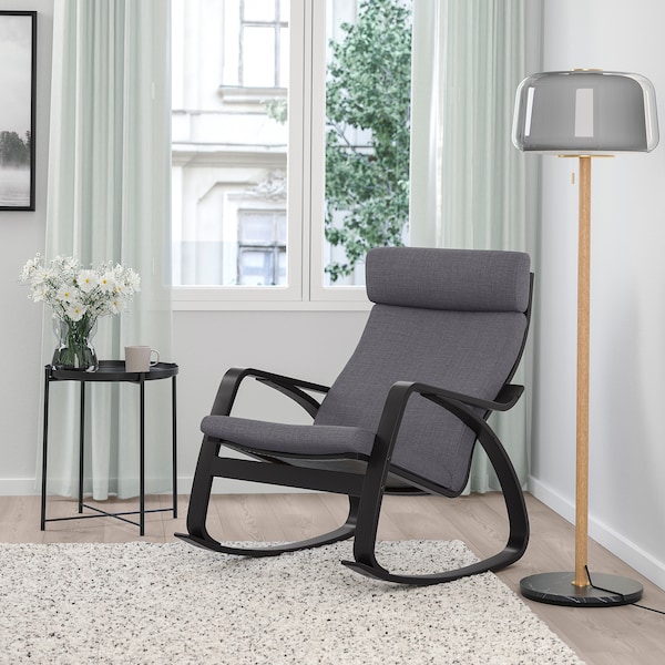 IKEA POÄNG rocking chair Black / Brown / Skiftebo Dark Gray, Ikea Ireland | 4139HUDGM