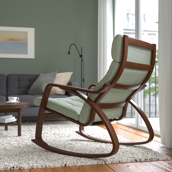 IKEA POÄNG rocking chair Brown / Gunnared Light Green, Ikea Ireland | 7456YCLDE